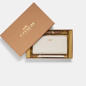 Coach Boxed Long Zip Around Wallet in Signature Leather